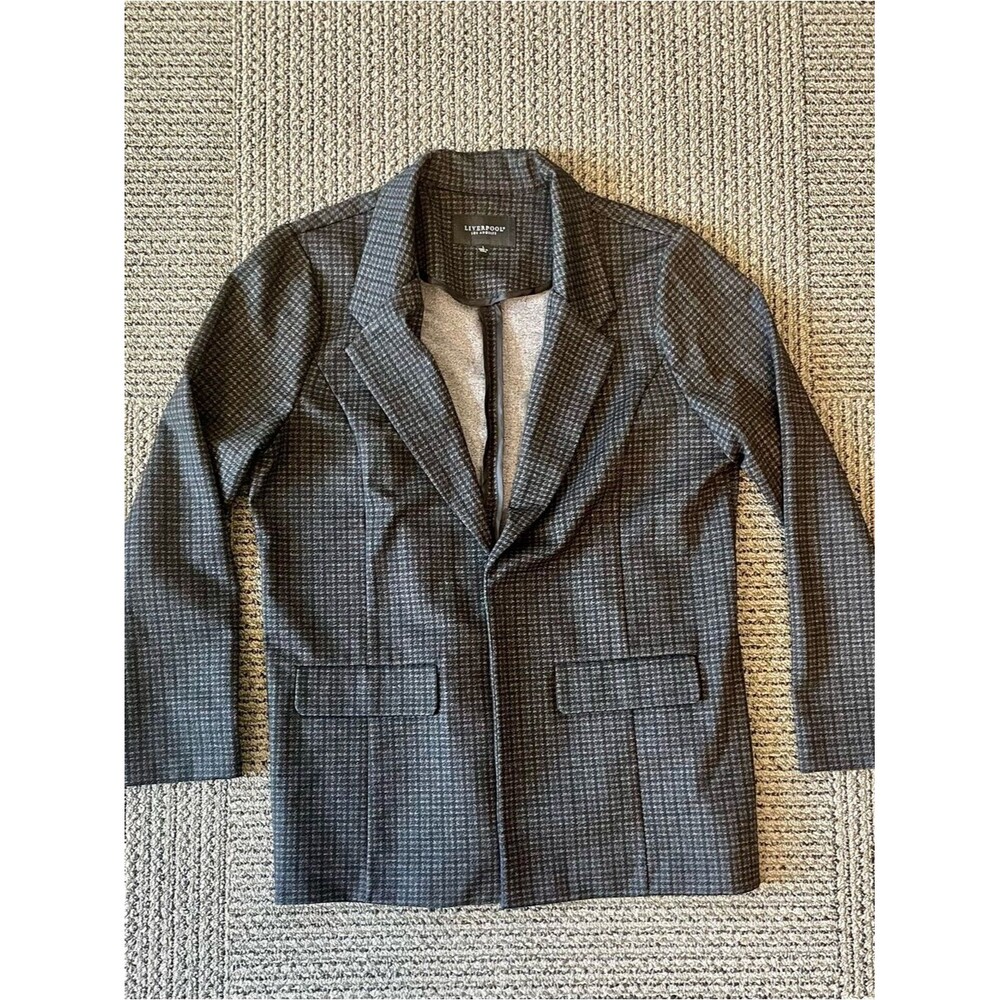 Liverpool Black & Navy Houndstooth Plaid Boyfriend Blazer – Size Large